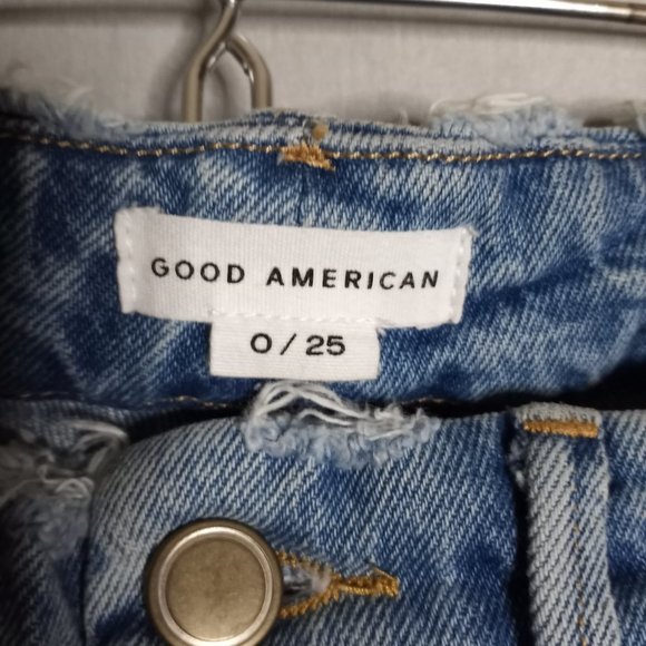 Good American Women's Button Fly Skinny Leg Split Hem Distress Waist Jeans 0/25 - Picture 9 of 9